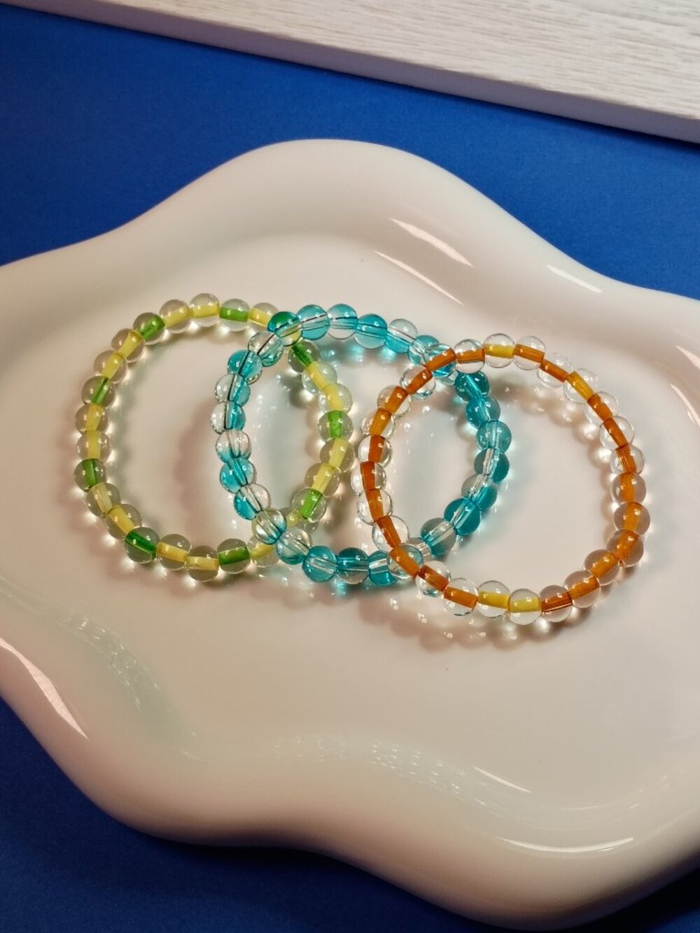Colorful 3-Piece Kids Bracelet Stack, Handmade Beaded Bracelets, 5 inches
